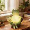 Drinking Frog Figurine Night Light Sitting on Cup Frog Decorative Lamp Resin Statue Figurine Home Office Bedroom Desktop Ornament
