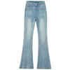 Spring Summer Light Blue Double Button High Waist Full Star Rhinestone Stretch Trendy Denim Pants Women Casual Pants Oversize Denim Trousers