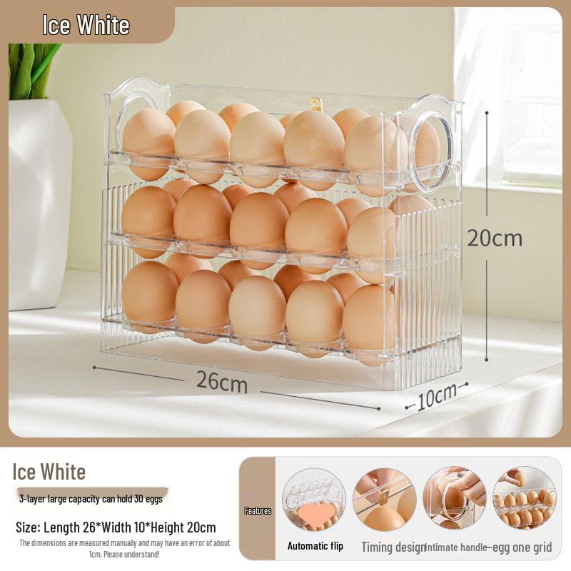 Automatic Flip Egg Storage Box - Kitchen Egg Tray & Duck Egg Holder for Refrigerator Side Door