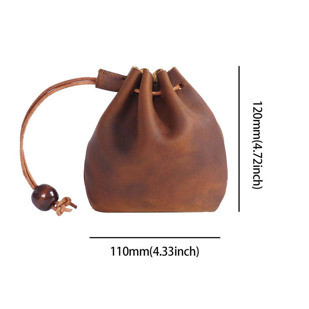 Vintage Läder Kohud Dragsko Myntväska - Liten Clutch Plånbok