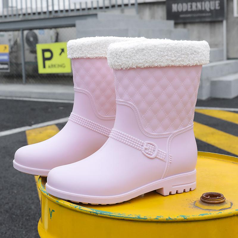Waterproof Rain Boots Women's Fashion Rubber Shoes Casual Women's Boots Women's Water Shoes Women's Medium Tube Rain Shoes