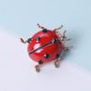 Blucome Fashion Insects Cute Red Ladybug Enamel Brooches for Women Alloy Rhinestone Banquet Party Wedding Pin