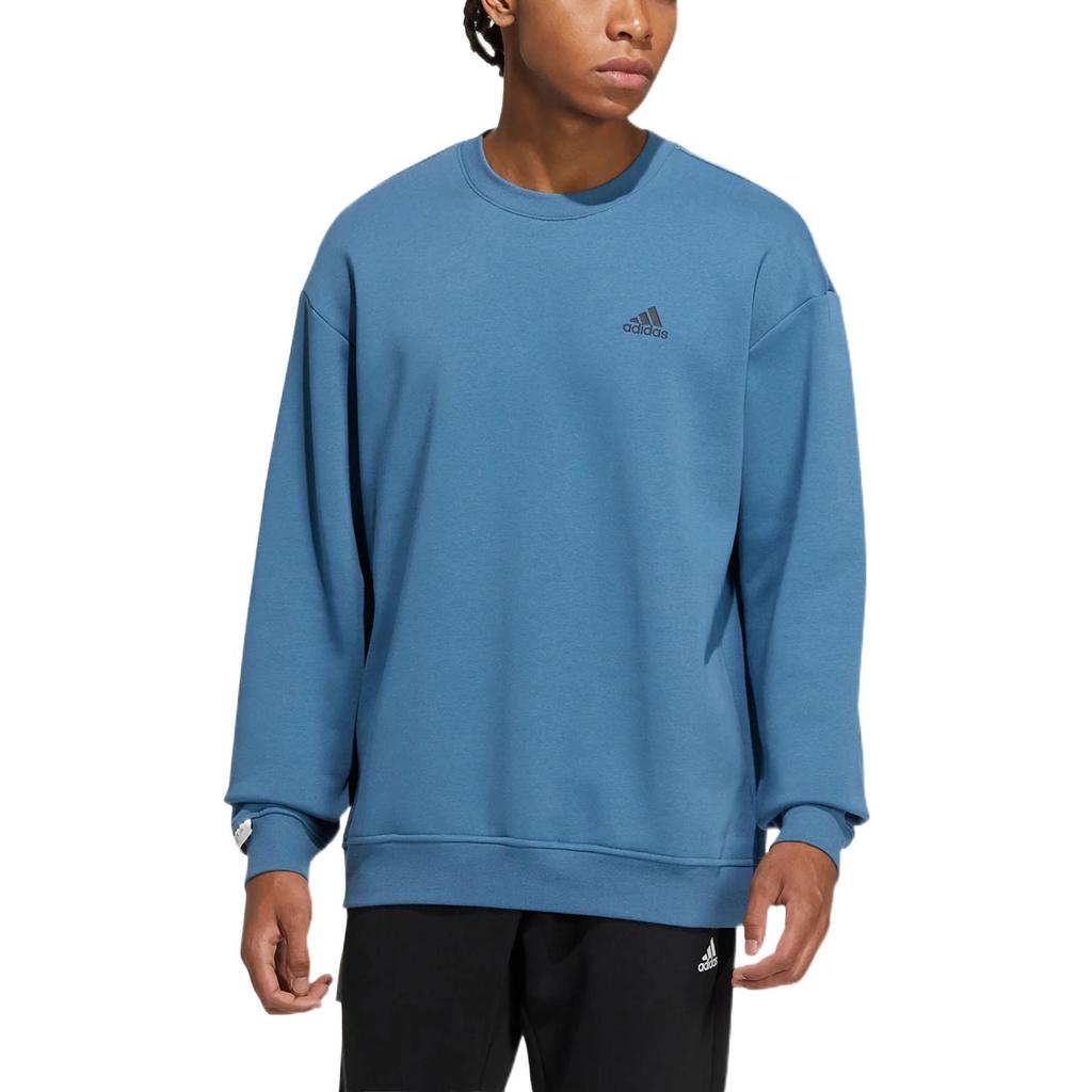 adidas Unisex Blue Crew Neck Embroidered Logo Sweatshirt IB2773