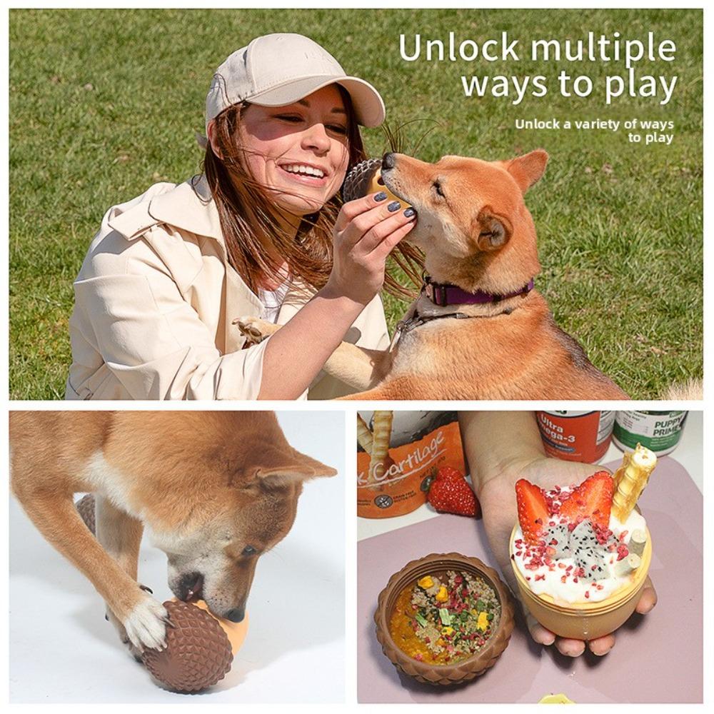Pet toy dog leaked food ball edible silicone acorn shape feeding fun interactive wild toy ball