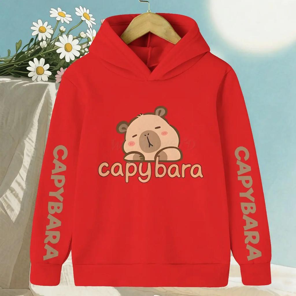 Children's autumn and winter fun capybara hoodie, Christmas for boys and girls, casual wear, girls' clothing, gift.
