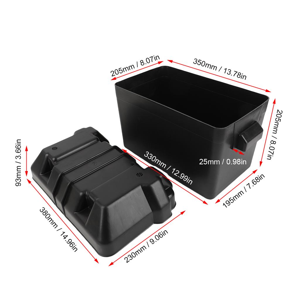 12V Wohnmobil-Batteriekasten Vielseitig Anhänger-Batteriekasten Robuste Struktur Schwarz für Batterien kleiner als 325x195x185mm