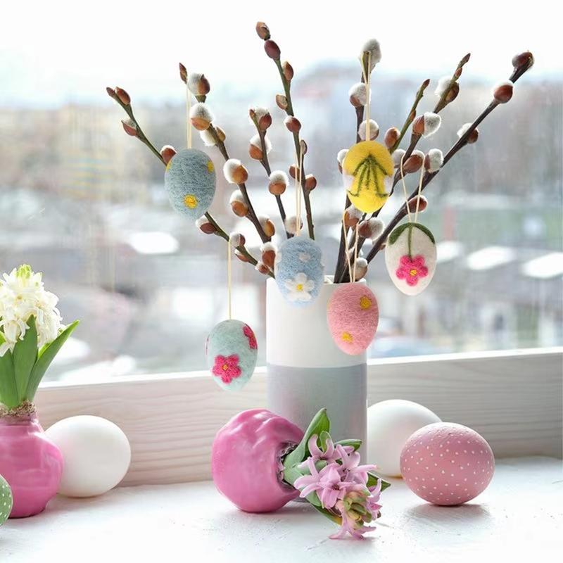 Easter Egg Decorations Kit Wool Felt Foam Easter Eggs For DIY Crafts,Home Decor,Kids Gifts