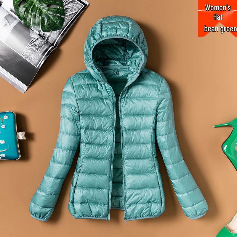 2023 Women's Lightweight Hooded Slim Down Jacket - Short, Fashionable, Plus Size, Autumn/Winter Outerwear