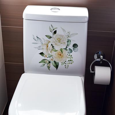 Minimally Plant Beyaz Çiçek Duvar Çıkartmaları Klozet Kapağı Çıkartması Kendinden Yapışkanlı Duvar Kağıdı