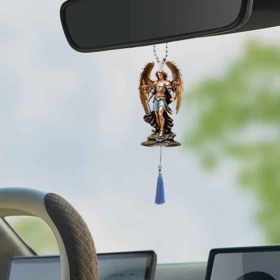 Car Angel Ornament Acrylic Flat Hanging Decor with Lanyard Reusable Holiday Pendant for Rearview Mirror Window Wall Tree Gift Decoration