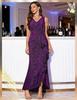 European V-neck Sequin Slit Evening Gown - Women's 2025 Collection