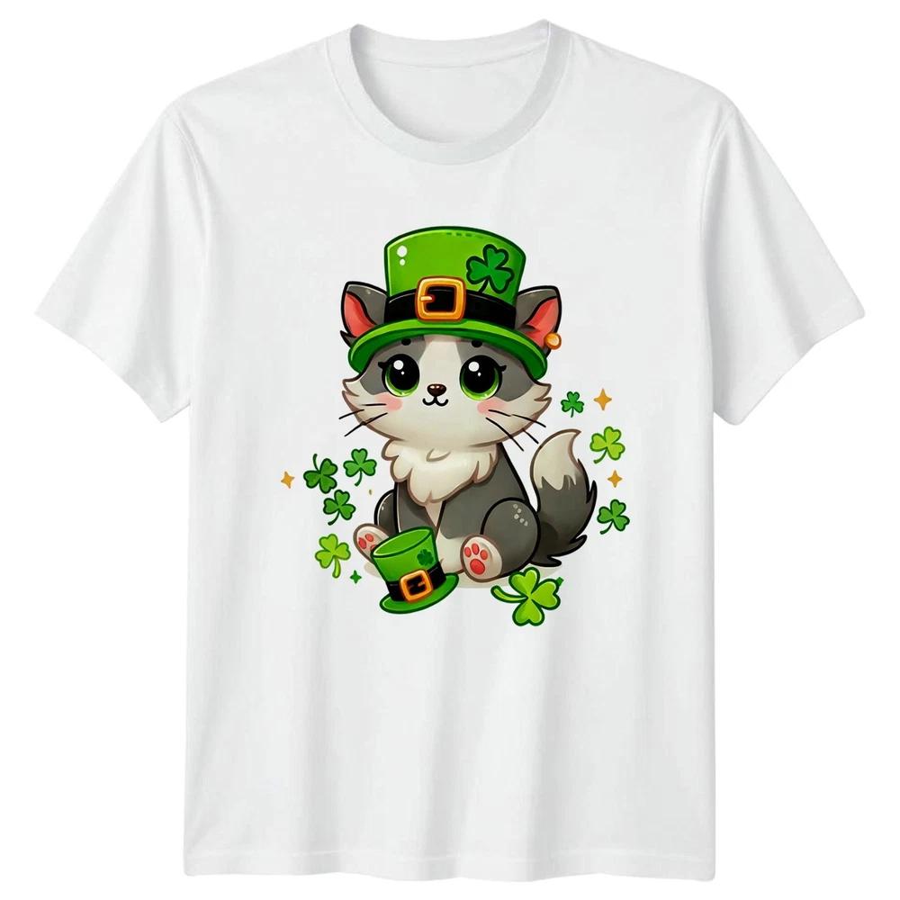 Cute Kawaii Cat Wearing Leprechaun TShirt St Patricks Day Irish Holiday S