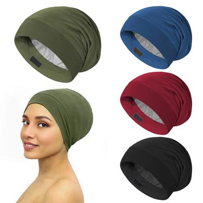 Unisex Sleep Hat Protect Hair Night Cap High Elasticity Double-layered Solid Color