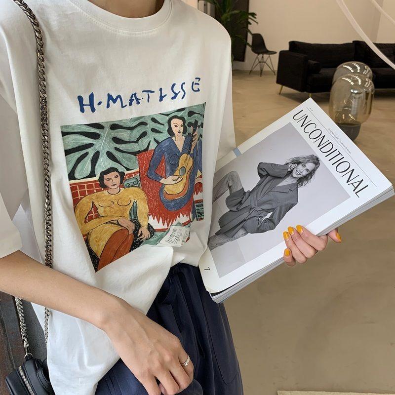 Cotton Short-sleeved T-shirt Women's Loose Original Style New Letter Printing Student T-shirt Ins Women's Fashion