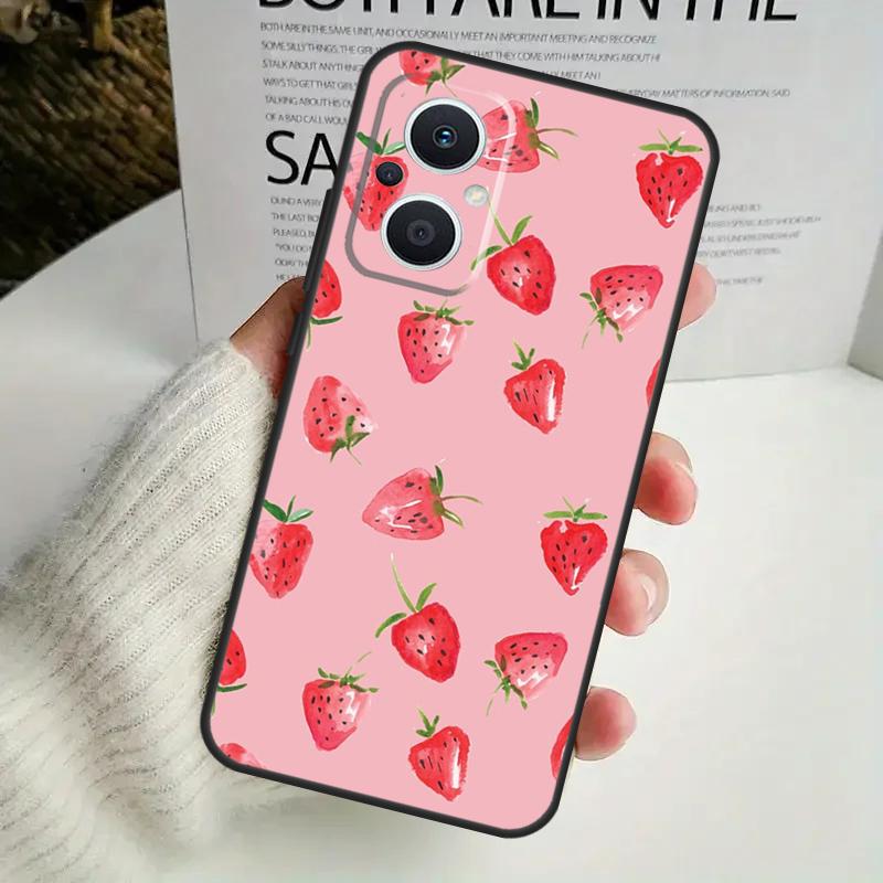 Cute Strawberry Case For OPPO Reno 12F 13F 14F 10 11 12 13 14 Pro 8T 7 8 Lite OPPO Find X6 X5 X8 X9 Pro Cover
