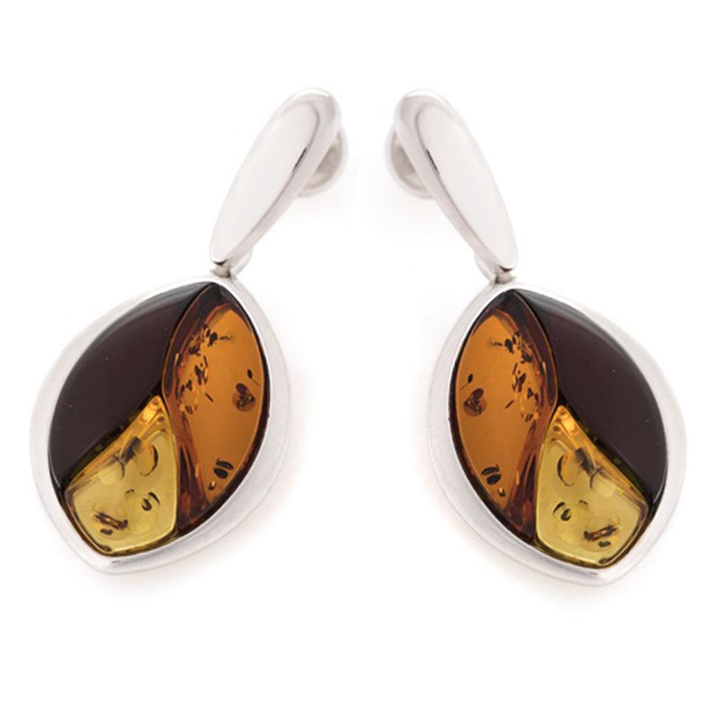 Les Trésors De Lily [R5661] - Ručně vyráběné stříbrné náušnice 'Inspiration' Jantar 3 tóny stříbrná (rhodium) - 30 x 14 mm