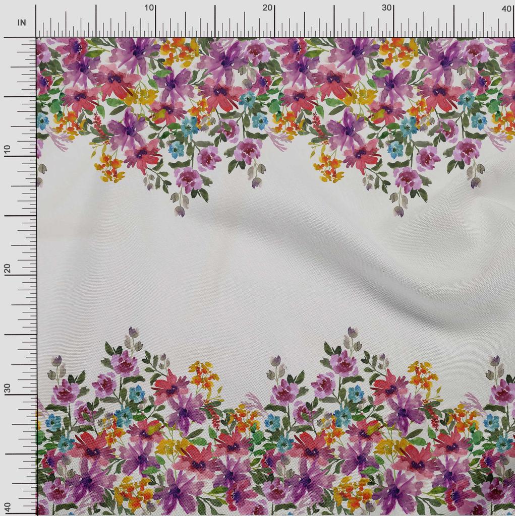 oneOone Cotton Flex Fabric Leaves & Flower Panel Decor Fabric Printed BTY 40 Inch