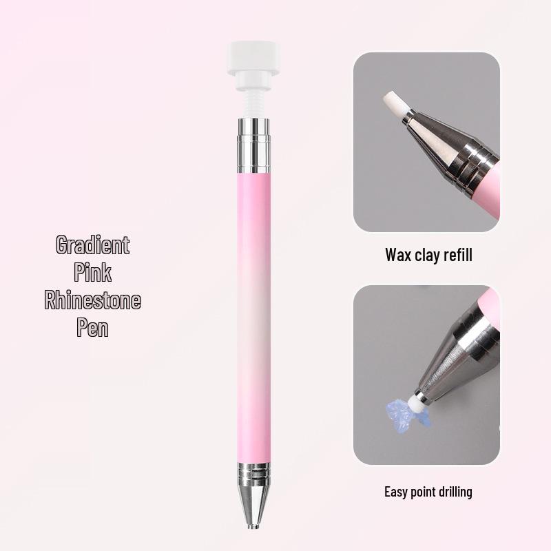 Rotating Push-Press Rhinestone Wax Pencil Tool for DIY Nail Art and Beading Rhinestone Inlay