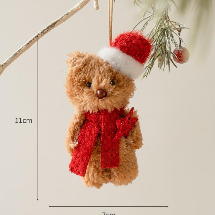 1PC Cute Christmas Bear Plush Pendant for Christmas Tree Hanging Bear Plush Pendant Gift Xmas Home Party Xmas Tree Decoration