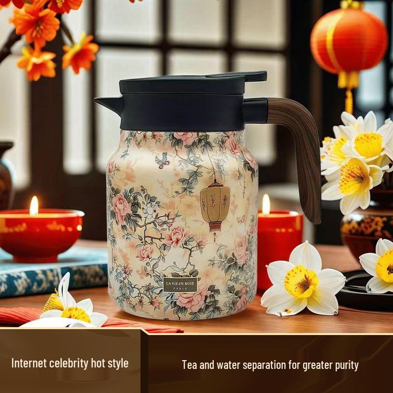 316 Stainless Steel Insulated Stewing Teapot with Tea and Water Separator, Large Capacity, Ideal for Home or Office.