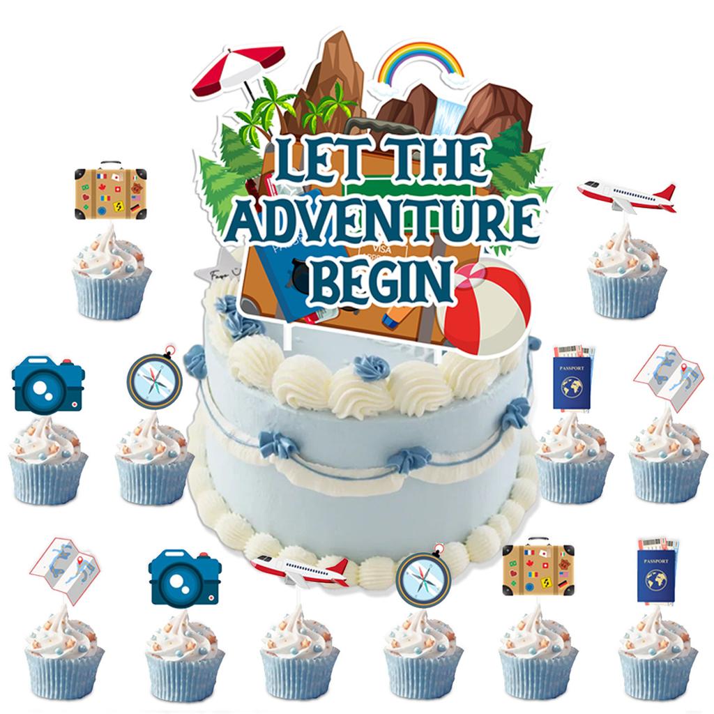 Travel Adventure Birthday Party Decoration Arrangement Retirement Around The World Balloon Flag Set Customization