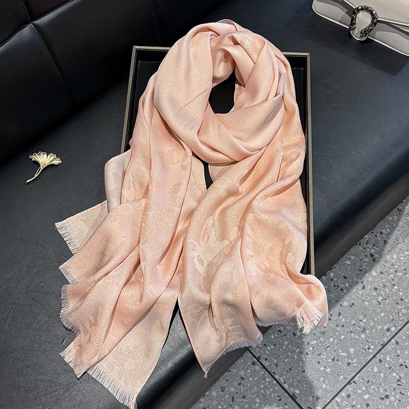 Scialle in Seta Oro Tencel Cotone Seta Moda Donna Versatile Imitazione Seta Sottile Farfalla Lunga Sciarpa da Spiaggia Sciarpa