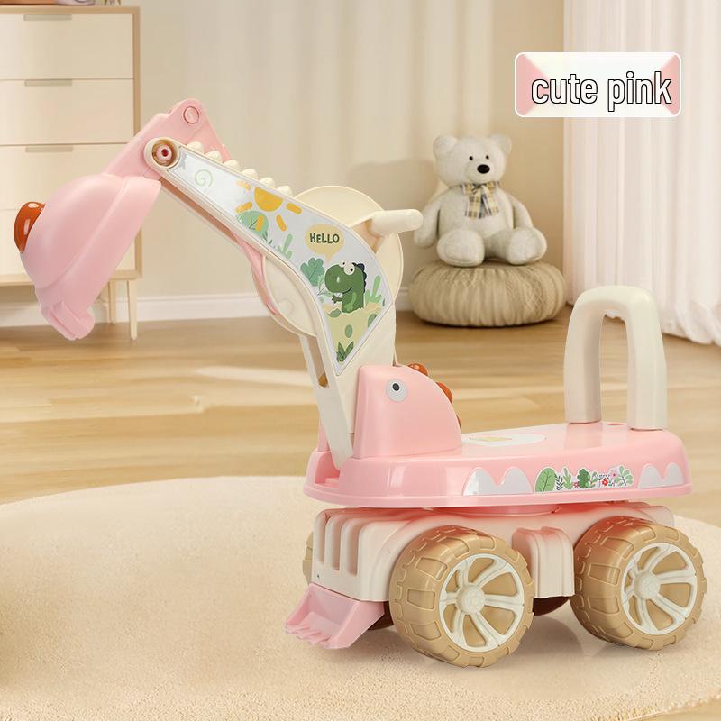 Kinder-Fahrbagger Spielzeug: Aufsitz-Bagger Baustellenfahrzeug für Kinder