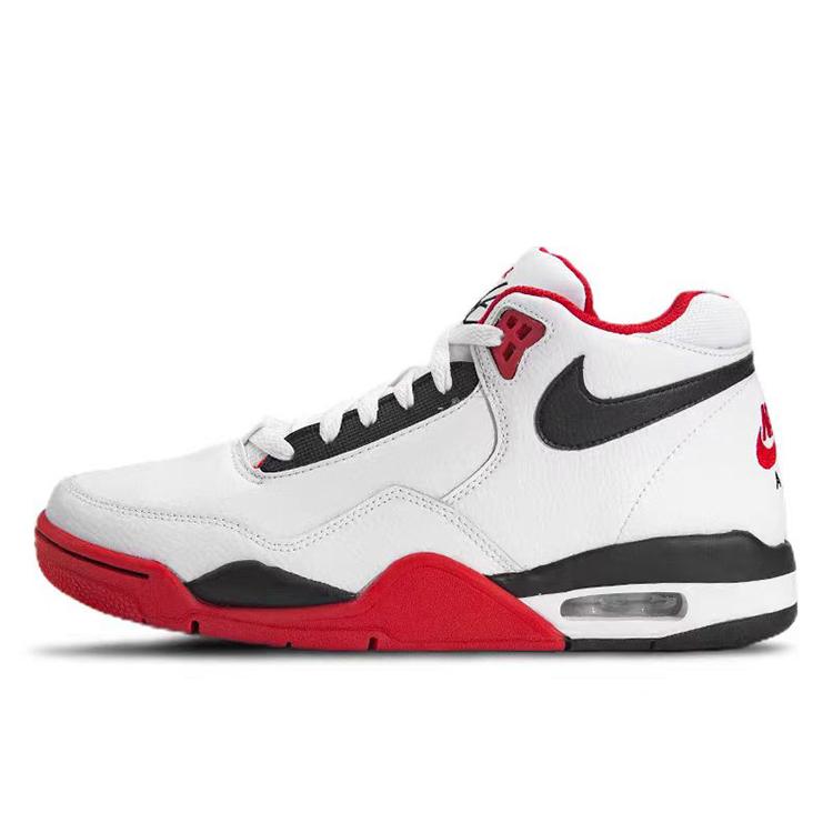 Nike Flight Legacy Odpružení Protiskluzové Odolné proti oděru Středně vysoké Vintage Basketbalové boty Unisex Červená Bílá BQ4212-100(Tým56-)
