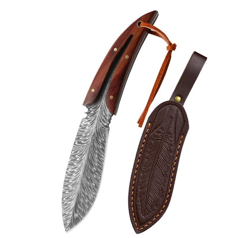 

Профессиональные кухонные ножи из нержавеющей стали, разделочный нож для мяса с ножнами, кованый тесак для кухни, барбекю