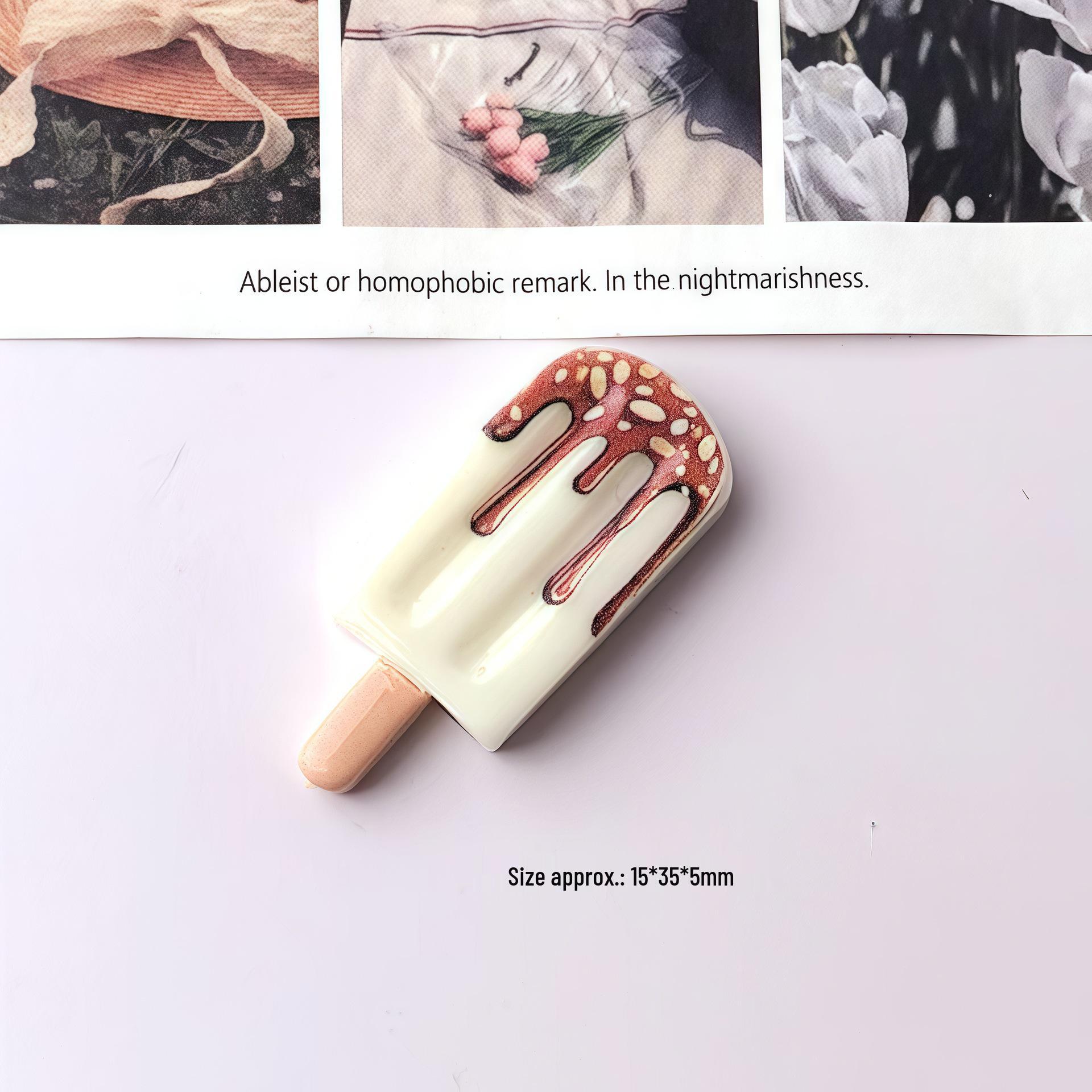 Simulation Fruit Ice Cream Cartoon Handmade Cream Glue Resin Accessories Ornaments Hair Clip Materials Small Card
