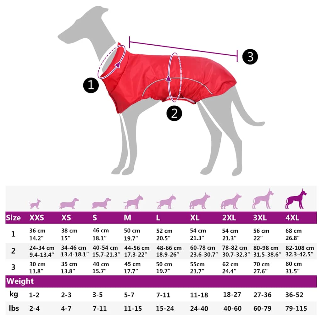 Dog Raincoat with Reflective Strips Polyester Red 4XL