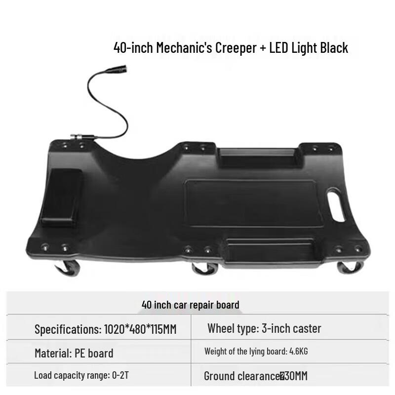 Pujiya 40-inch Thickened Car Repair Creeper with LED Light
