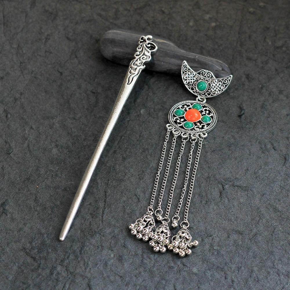 Metal Ethnic Style Hair Stick Silver Hanfu Hair Fork  Costume Headdress