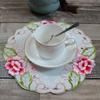 NEW Satin Rose Flower Embroidery Table Place Mat Cloth Wedding Christmas Party Placemat Kitchen Table Decoration and Accessories