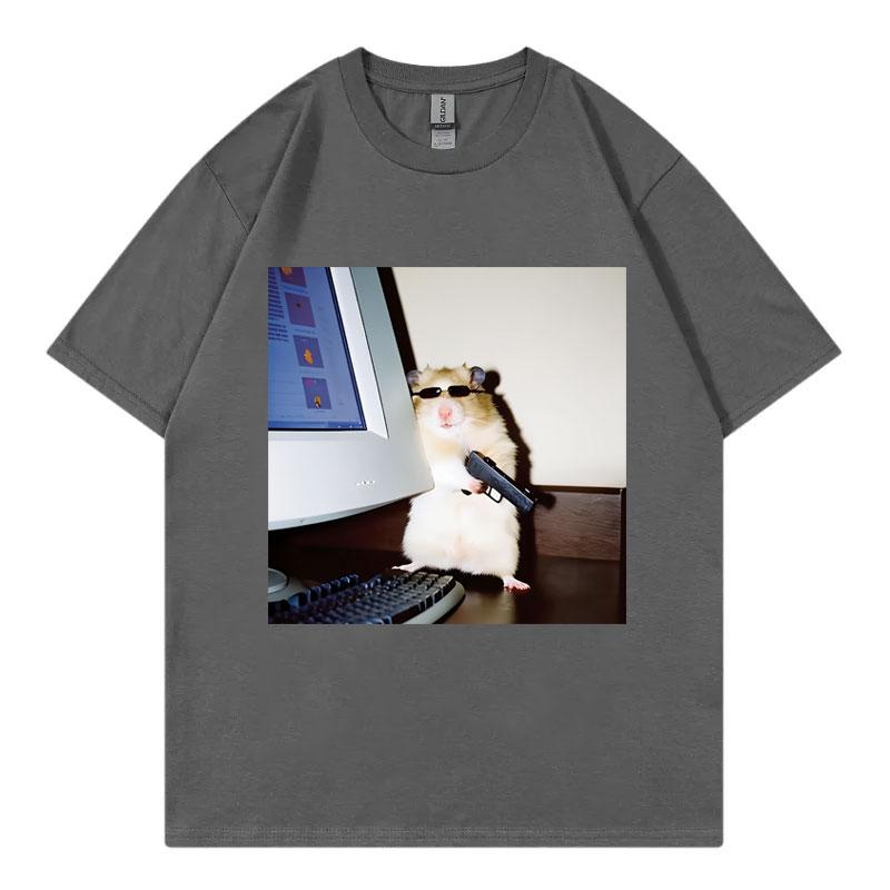 Funny Cyber Hamster Meme Graphic T Shirts Unisex Unisex Casual Fashion Oversized TShirt Summer Cotton Loose Short Sleeve TShirts