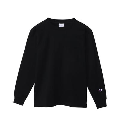 Long Round COTTON Long Sleeve Pocket BASIC M [Champion] T-shirt, Sleeve, Neck, USA, T-shirt, C3-Y432, Men's Black,