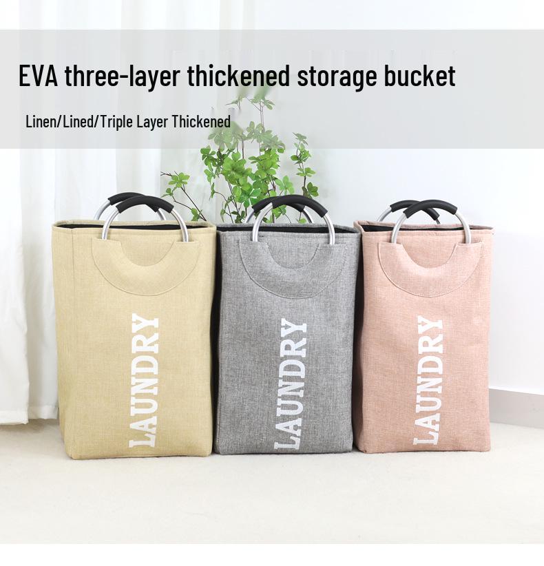 Foldable Large Capacity Cotton & Linen Laundry Basket with Thickened EVA - Ideal for Clothes, Toys, and Quilt Storage
