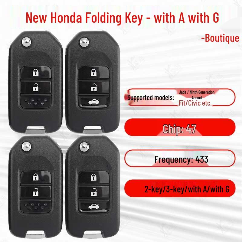 Compatible with Honda Civic, Brio, XRV, Fit, Lingpai, 9th Gen Accord Folding Key Remote Control