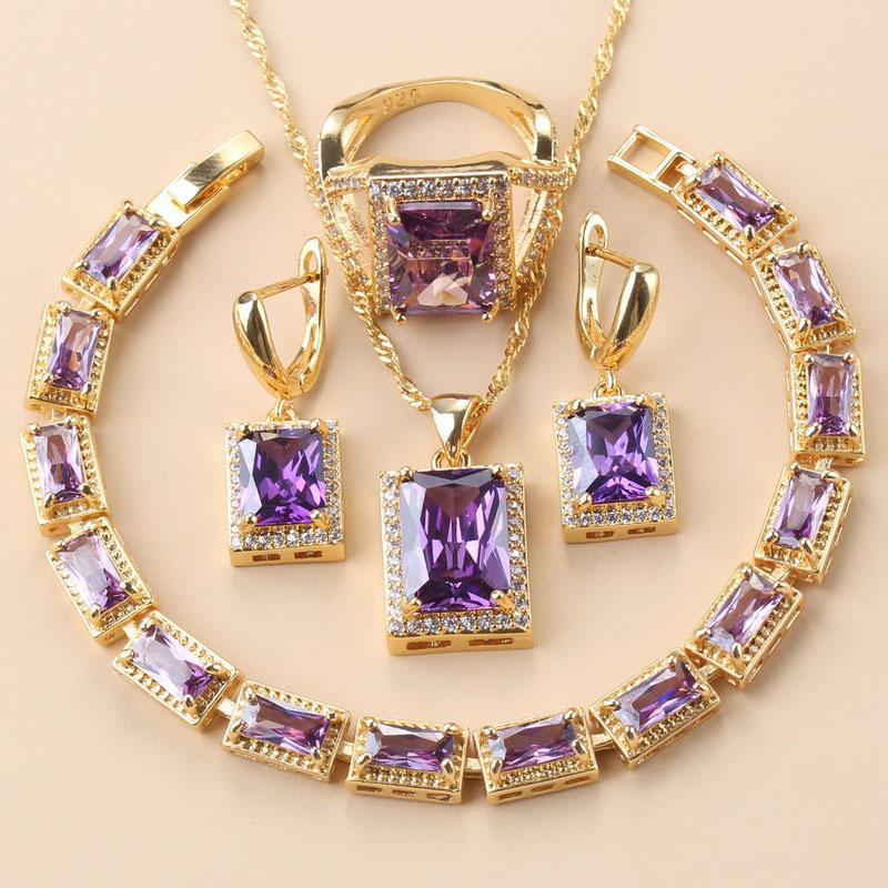 African Gold Plated Bracelet Bangle Ring Trendy Green Zircon Jewelry Sets Necklace Clip Earrings For Women Gift