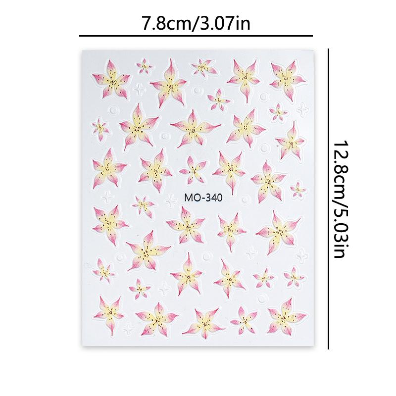 Lily Flower Shape Nail Sticker Enhancement Adhesive Stereoscopic Decoration Diy Accessory Nail Enthusiasts