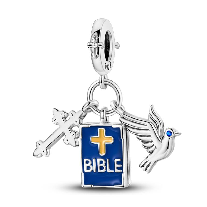Holy Blessing copper Cross Wings Bible White Dove Classical 3mm Charm Bead Charms Bead Charms Compatible With Pandora Authentic Bracelets Do It Yourse