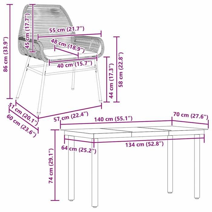 VidaXL Garden Dining Set Cushions 5pcs Brown Poly Rattan Glass 3334571