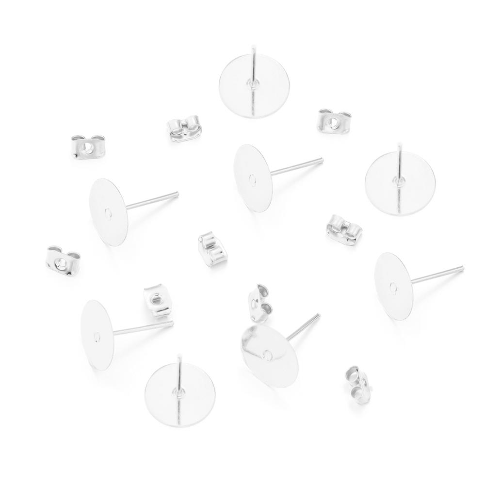 100-200pcs/lot Metal Blank Post Earring Studs Base Pins With Earring Plug Earring Base Tray For Jewelry Making DIY Earring