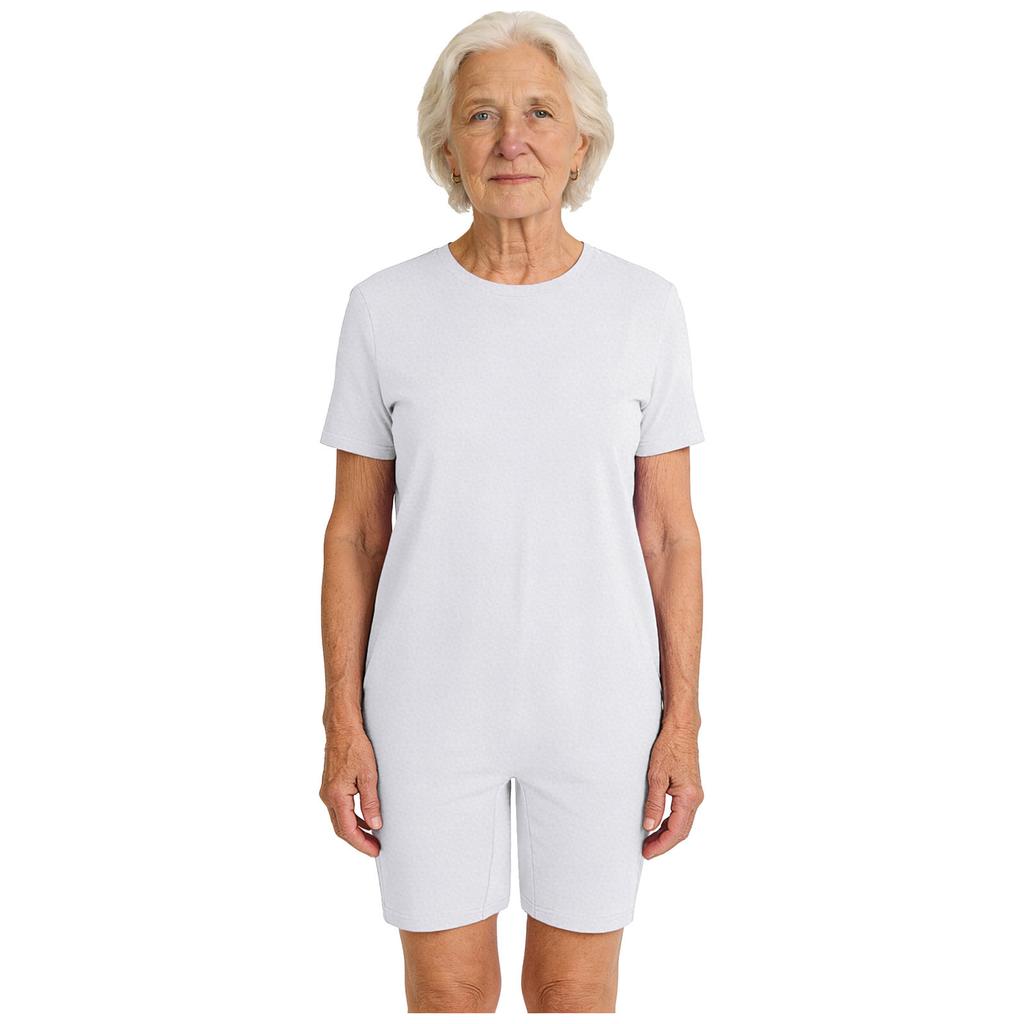 Mono Adaptable Antidesgarro Unisex Cuello Redondo Manga Corta Parte Inferior Corta Cremallera Trasera Mono de una Pieza