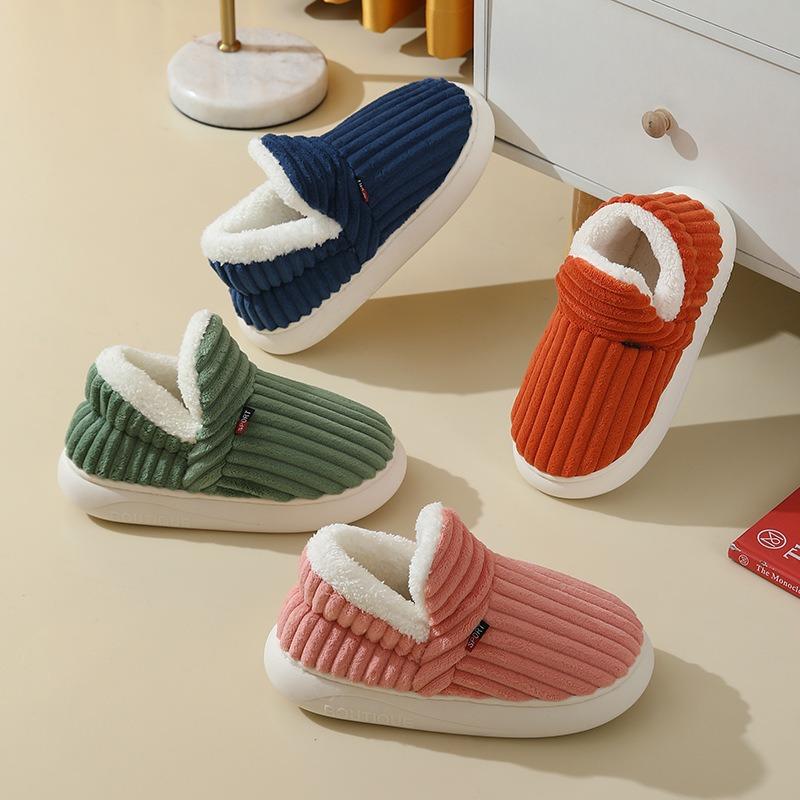 New all-inclusive heel cotton shoes for women's winter indoor home use thick-soled non-slip warm cotton slippers for men's winter