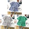 Childrens Summer Short Sleeve Shorts Pajamas With Soft Waffle Fabric For Kids