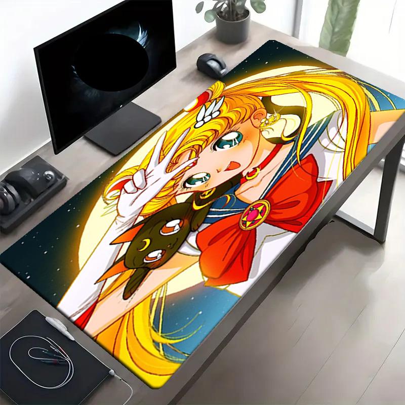 Tapis de Souris Imprimé Sailor Moon, Tapis Antidérapant pour Clavier de Bureau, pour PC Portable Gaming Travail Utilisation Quotidienne, Cadeau Surprise Cool pour Festival