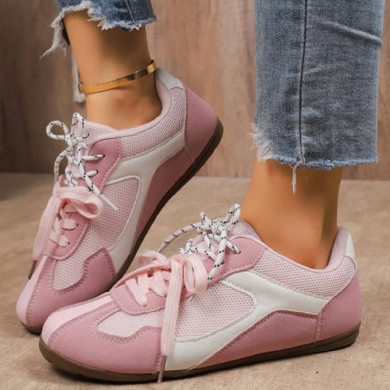 

Модные винтажные кроссовки на плоской подошве с леопардовым принтом для женщин 2025, лоскутные, на шнуровке, теннисные туфли, женские, легкие, нескользящие, спортивные туфли, mujer 43 розовый