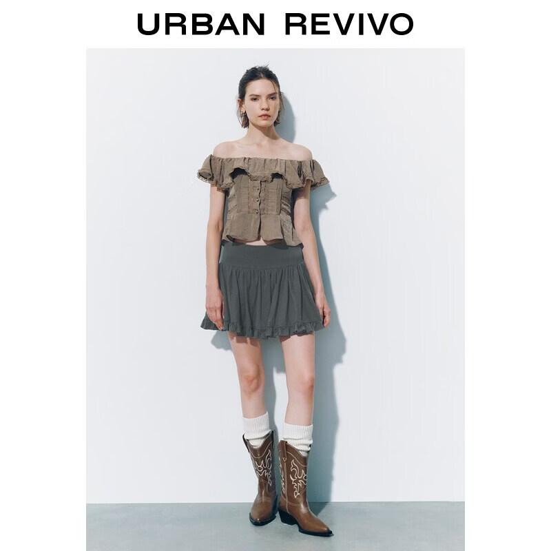 UR2026 Women's Sweet Ruffle High-Waist Mini Skirt