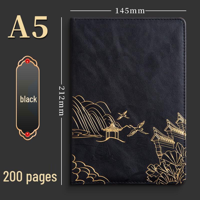 A5 Chinese Style Leather Business Notebook Gift Set